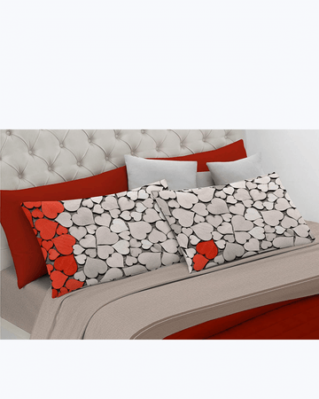 Set Lenzuola Letto Matrimoniale Made in Italy - Fantasia Rose Cuori Di Legno 2 Piazze